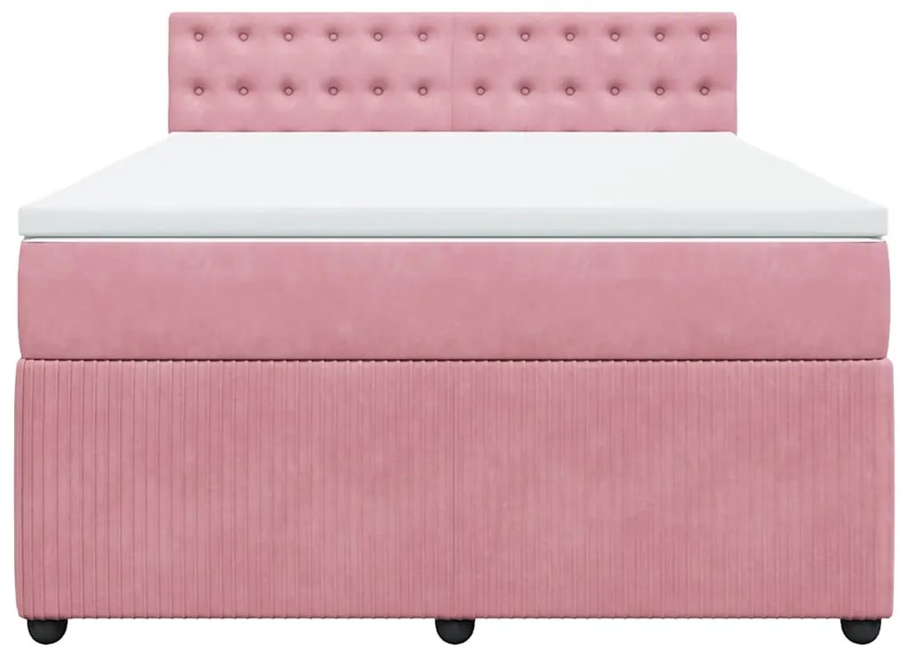 Cama com molas/colchão 140x190 cm veludo rosa