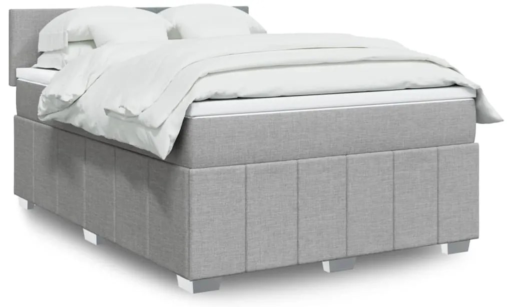 vidaXL Cama com molas/colchão 160x200 cm tecido cinzento-claro