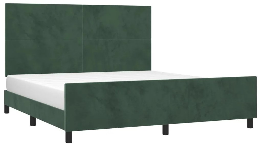Estrutura de cama sem colchão 160x200 cm veludo verde-escuro