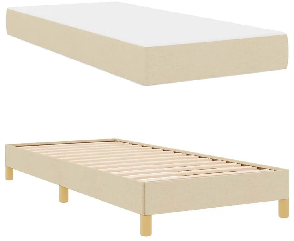 Cama Box Creme, Marrom 90 x 190 cm