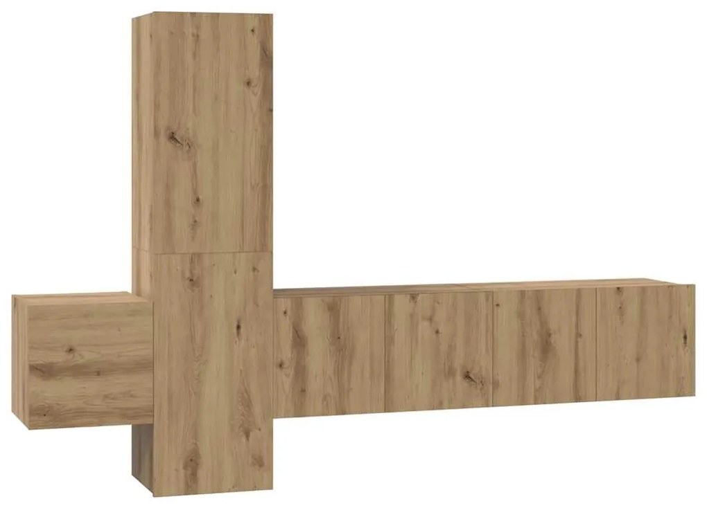 Conjunto de móvel de TV 5 pcs carvalho artisiano Médio
