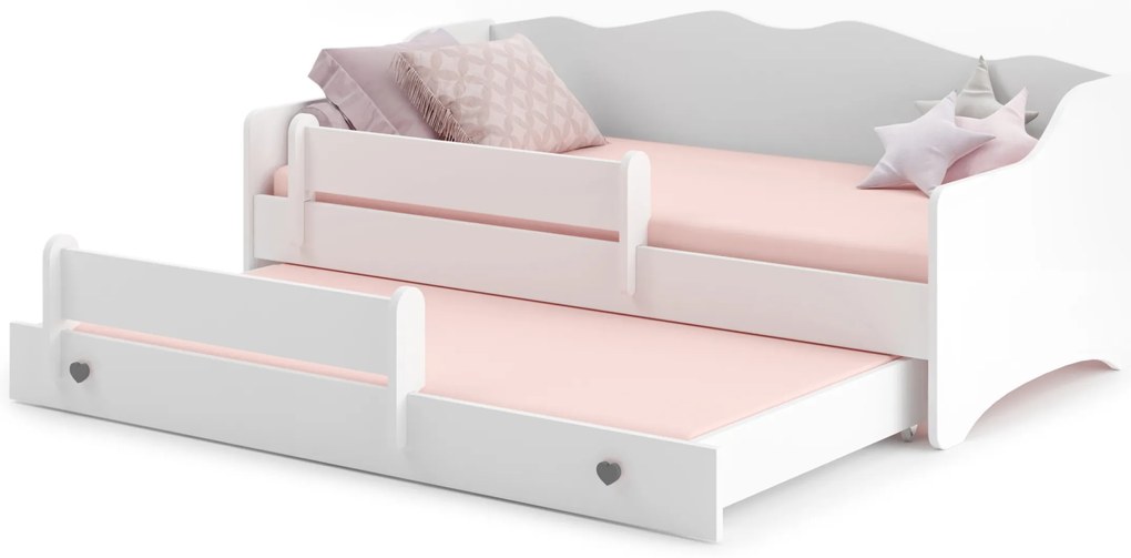 Cama infantil dupla Emma II branca 160x80 - colchão e estrado incluído