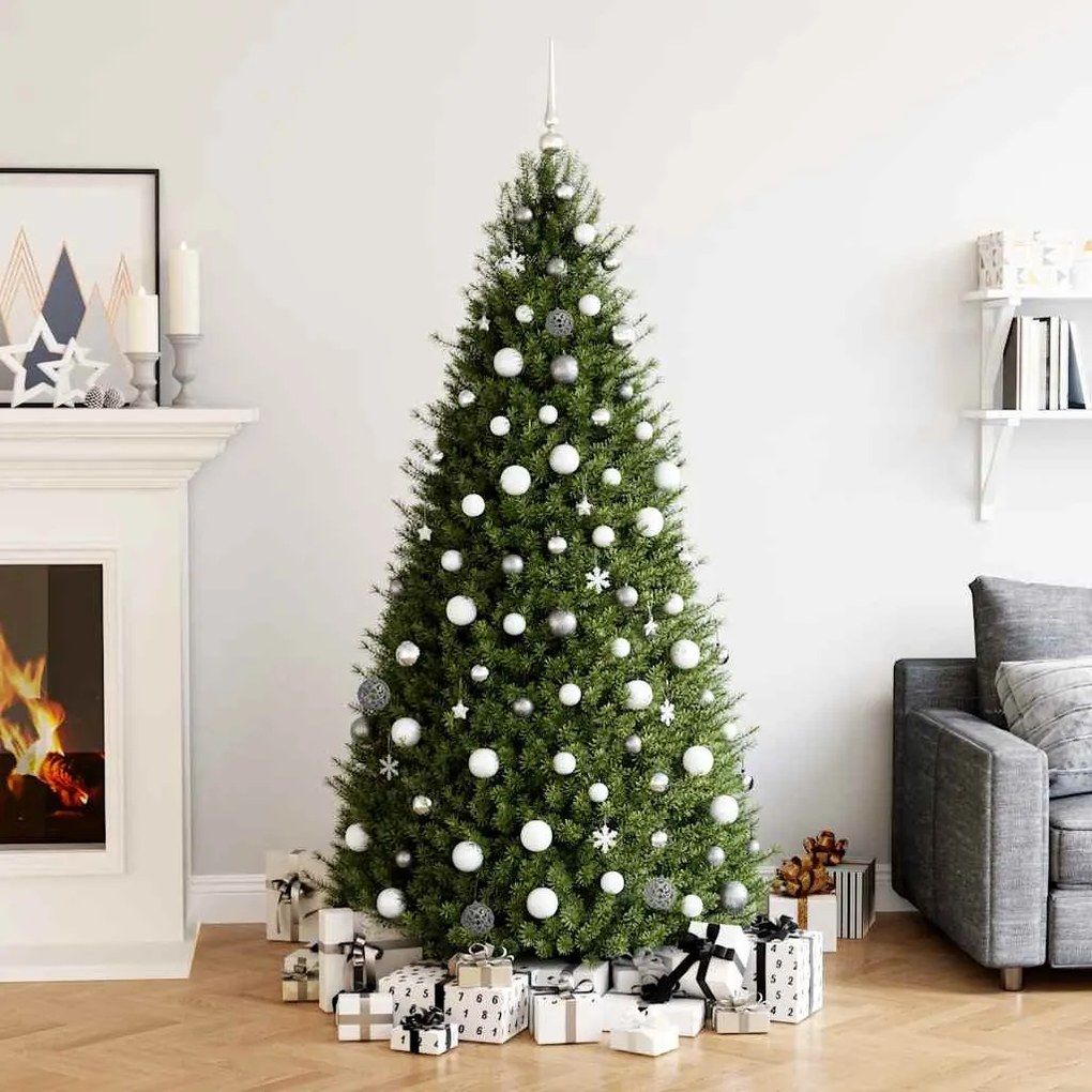 vidaXL 111 pcs conjunto de enfeites de Natal poliestireno branco/cinza