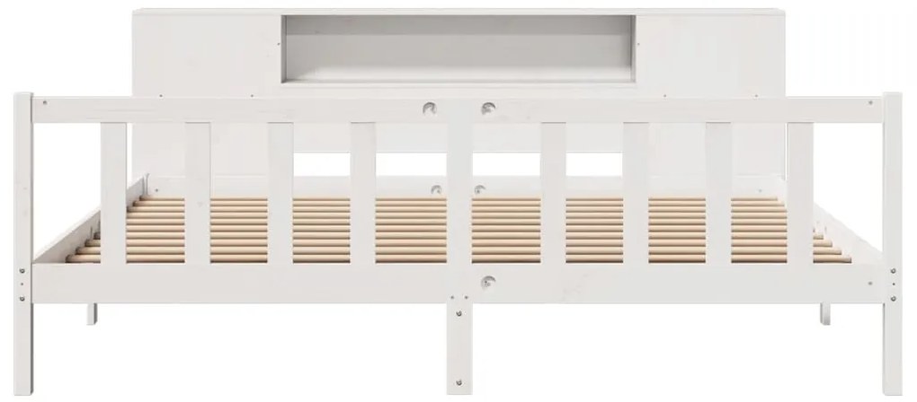 Cama com estante sem colchão 180x200 cm pinho maciço branco