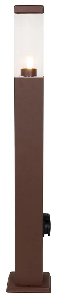 Candeeiro de exterior castanho ferrugem 80 cm com tomada IP44 - Malios