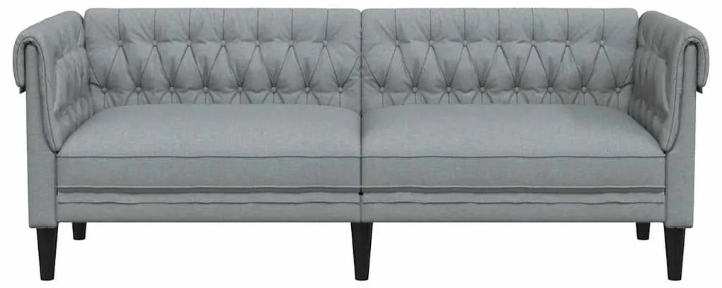 Sofá chesterfield 3 lugares tecido cinzento-claro