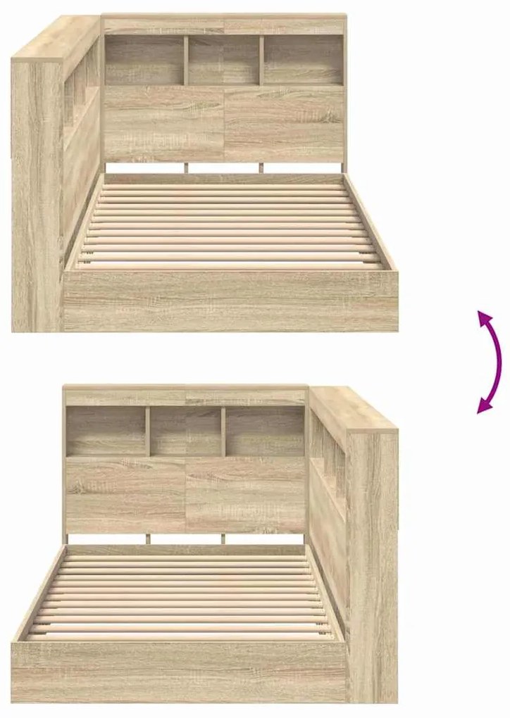 Cama Estante Carvalho Sonoma 100x200 cm - Madeira Revestida