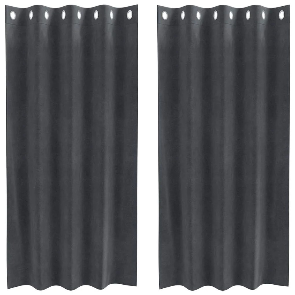 Cortinas Blackout vidaXL com Ilhós 2 pcs Veludo Cinza Claro