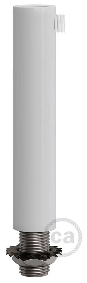 White finish metal round 7 cm strain relief clamp provided with threaded tube nut and washer