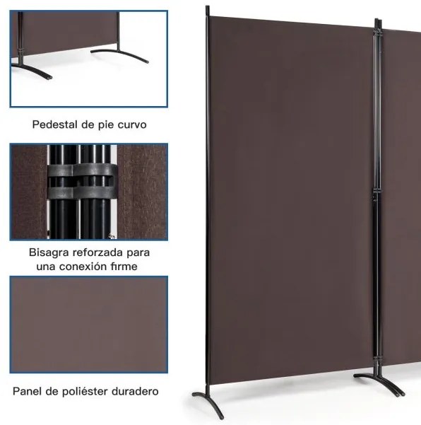 Biombo de 3 painéis Tela dobrável Tela de privacidade para escritório, casa de banho, quarto de dormir 260 x 183 cm Castanho