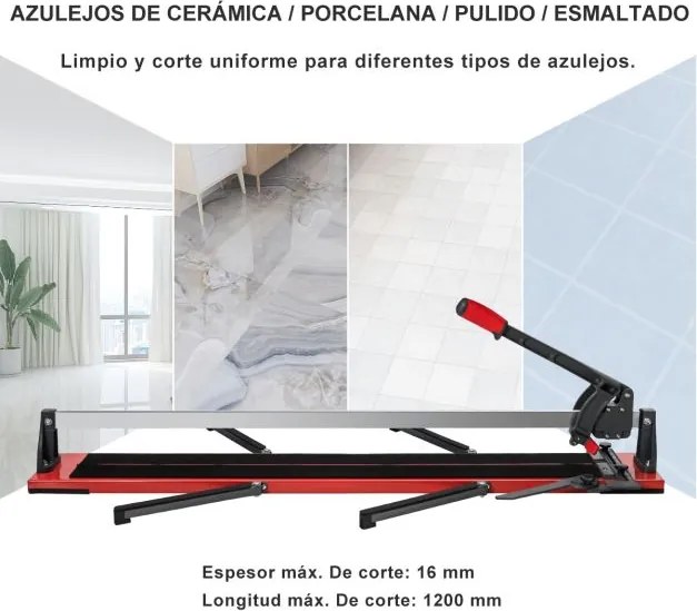 Máquina de corte de precisão para azulejos com 4 suportes ajustáveis Base espessa e estável 143 x 23 x 23 x 23 cm