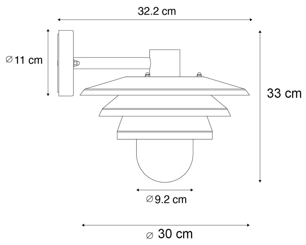 Candeeiro de parede exterior design preto IP44 - Morty Design