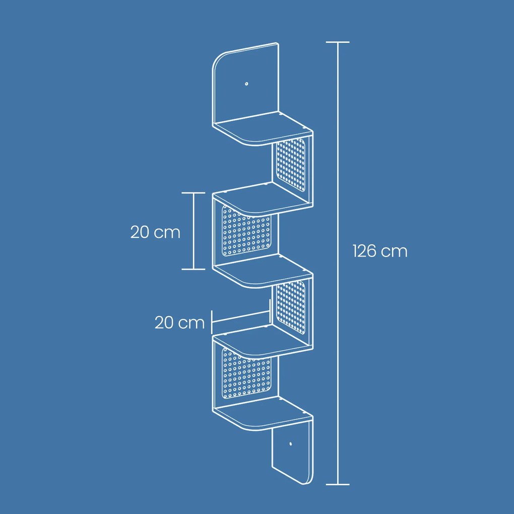Estante de parede com 5 prateleiras 20 x 20 x 126 cm em bege