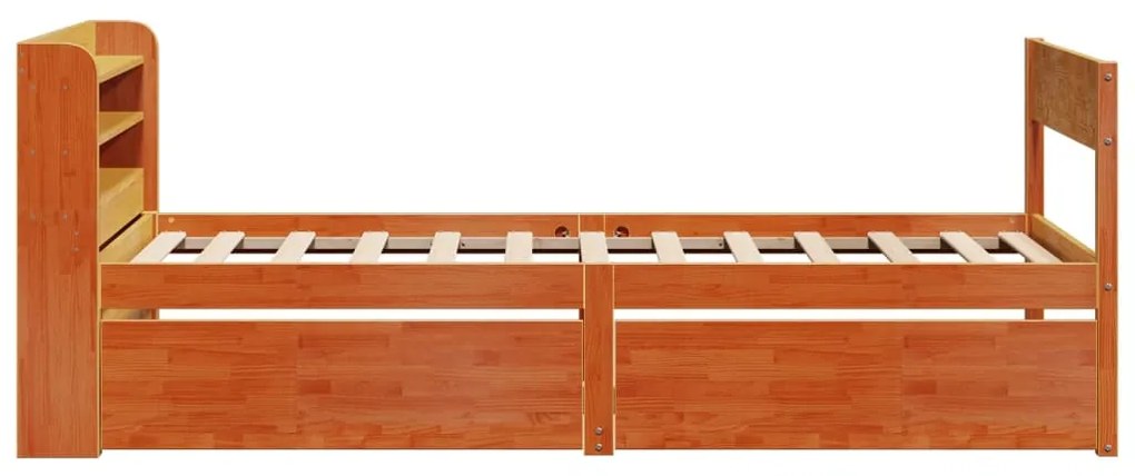 Cama sem colchão 75x190 cm madeira de pinho maciça castanho-mel