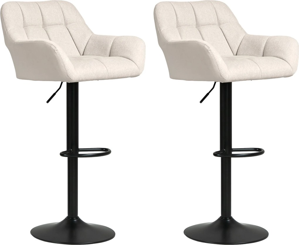 HOMCOM Banquetas Conjunto de 2 Design Retrô ajustável Couro Sintético Efeito Linho Creme + Preto | Aosom Portugal