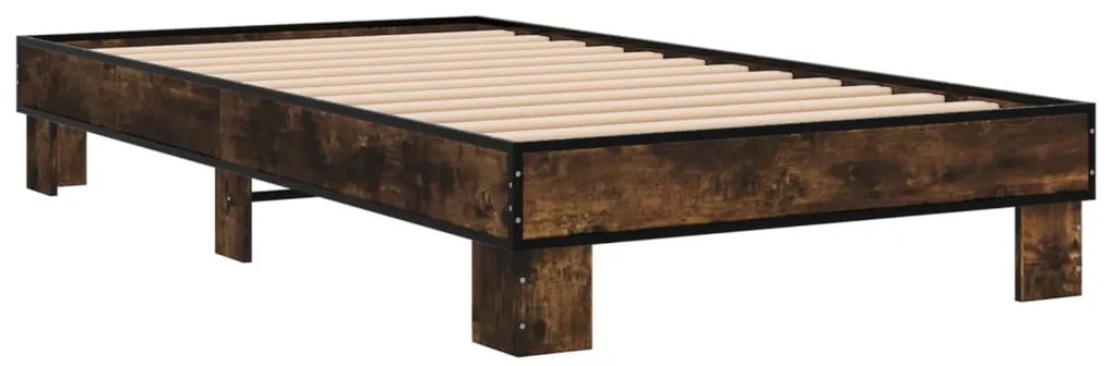 Estrutura de cama derivados de madeira e metal carvalho fumado
