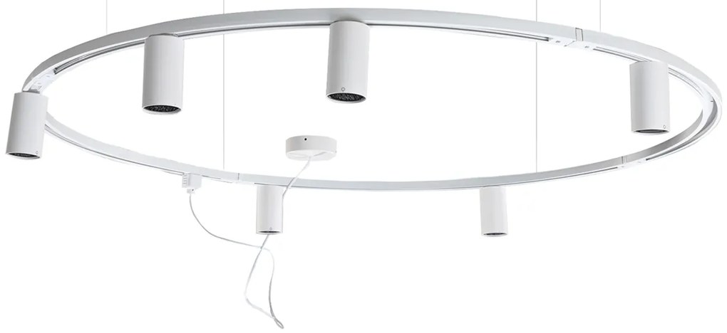 Sistema de iluminação de trilho pendente moderno com 6 focos brancos monofásicos GU10 50mm - Iconic Ruby Honey