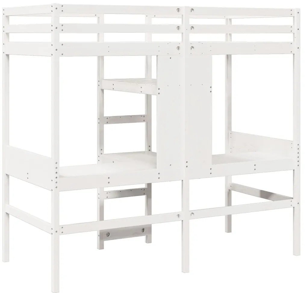 Cama alta sem colchão 90x190 cm pinho maciço branco