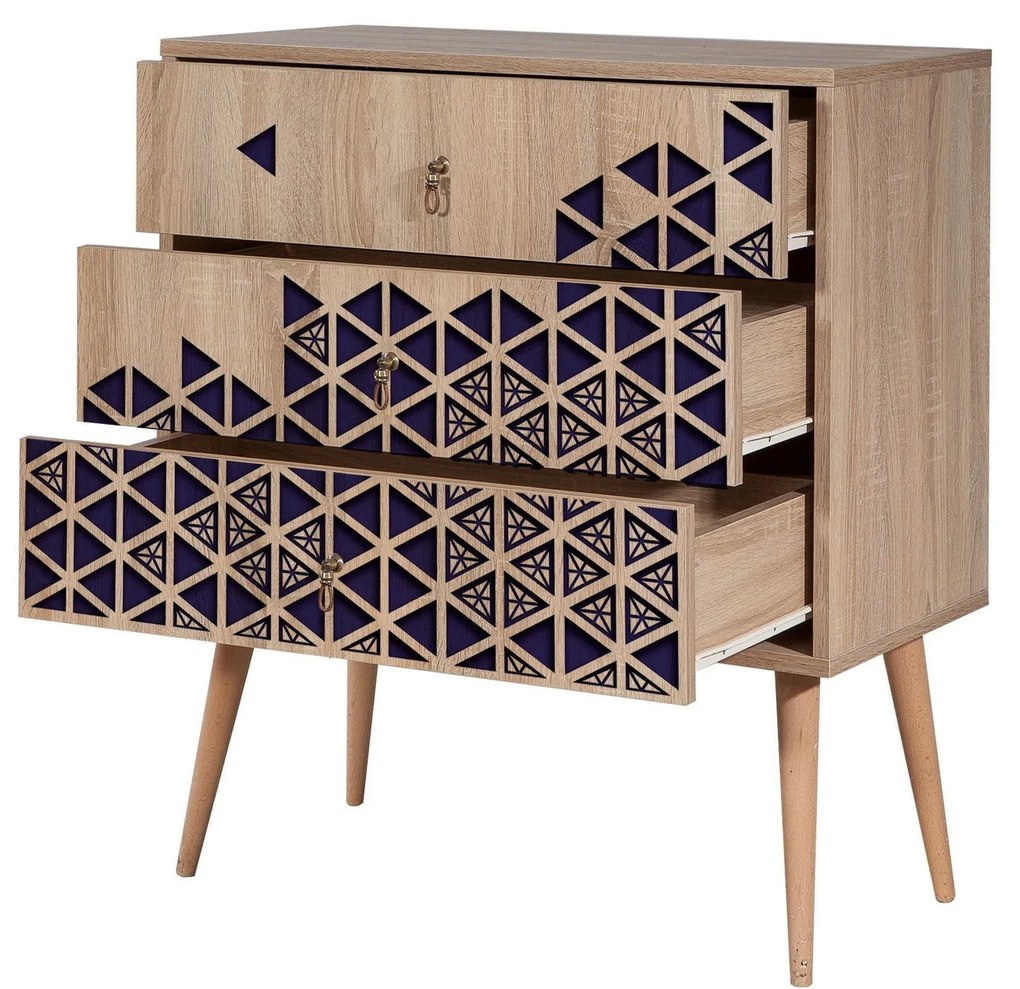 Cômoda Trio – Carvalho Sonoma – 80x90x40 cm