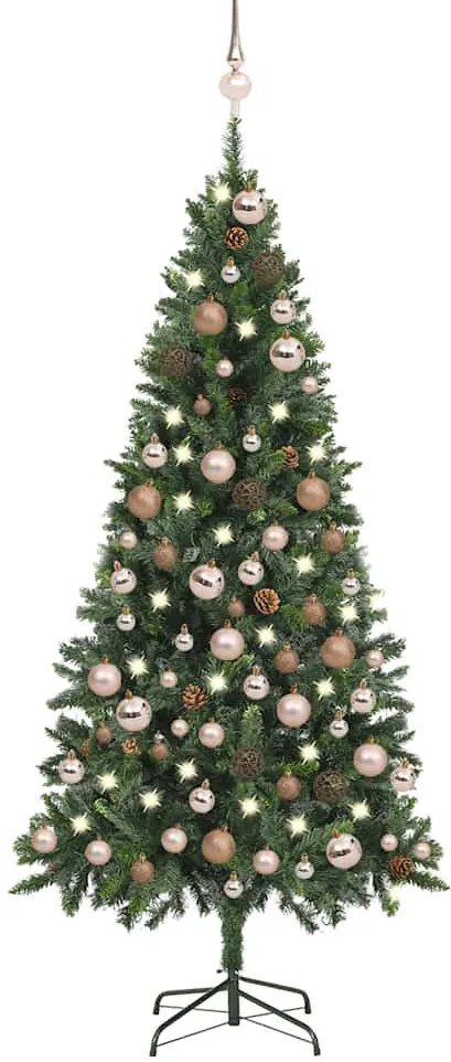 vidaXL Árvore Natal artificial pré-iluminada c/ bolas e pinhas 180 cm