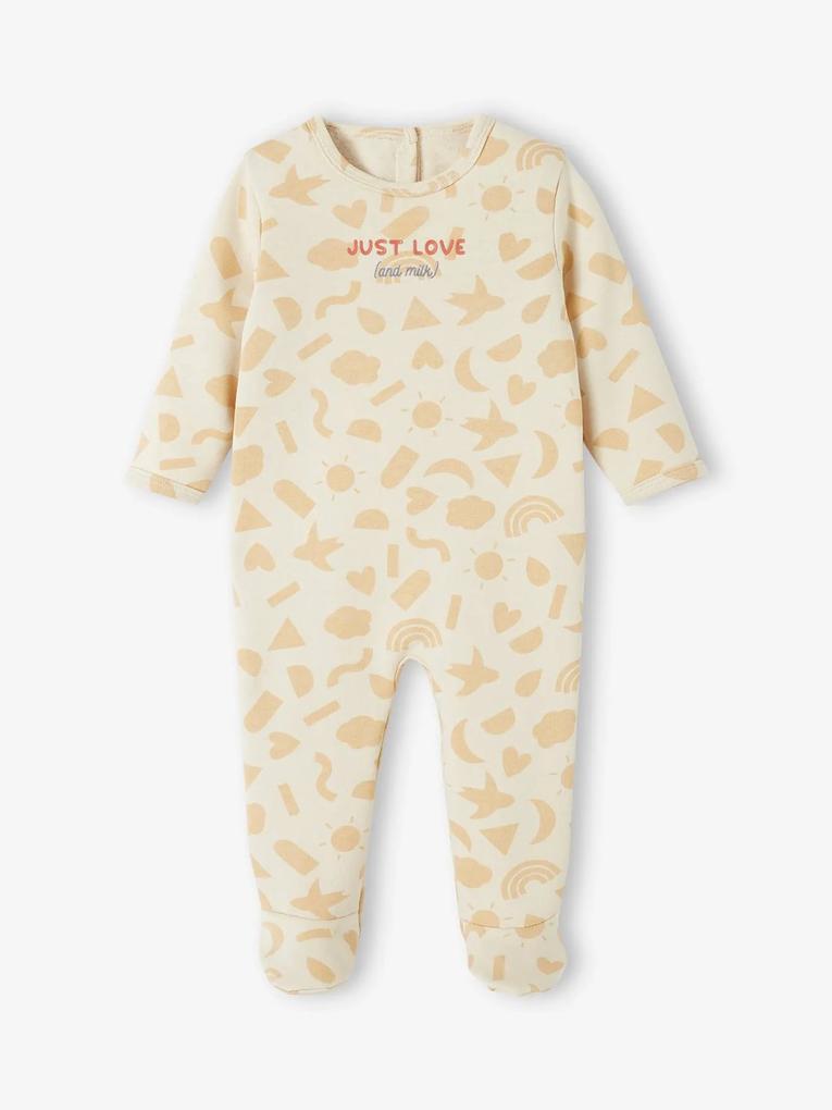 Pijama em moletão, algodão biológico, para bebé bege-areia