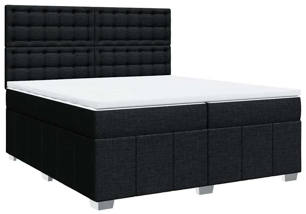Cama com molas/colchão 200x200 cm tecido preto