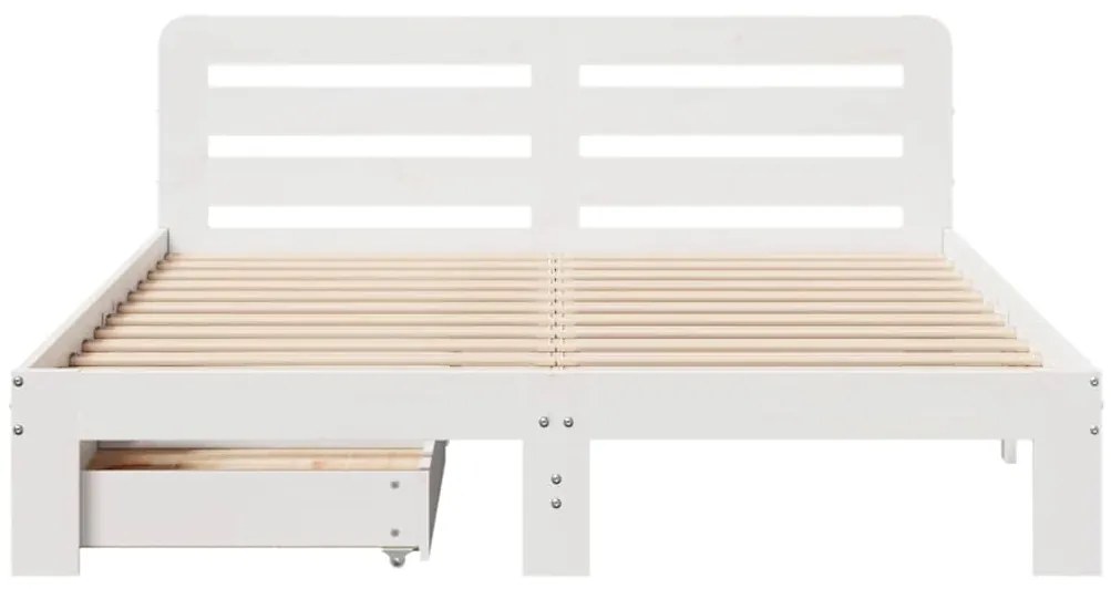 Cama sem colchão 140x200 cm madeira de pinho maciça branco