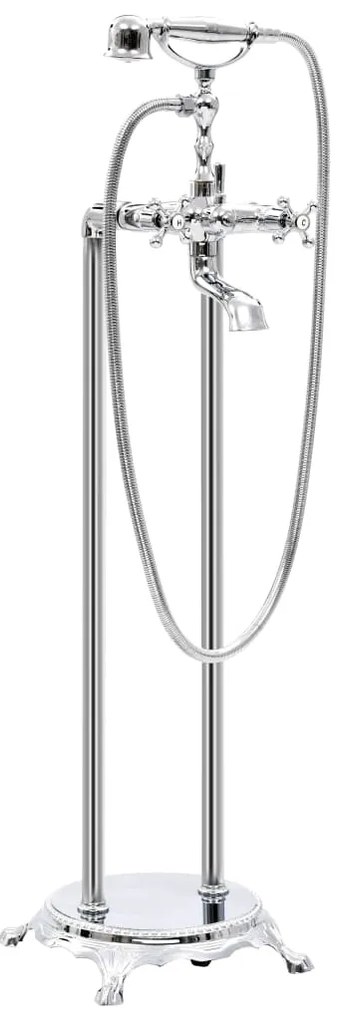 Torneira de pé para banheira aço inoxidável 99,5 cm prateado