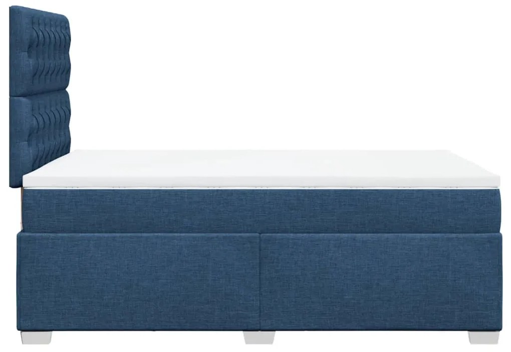 Cama boxspring com colchão 120x190 cm tecido azul