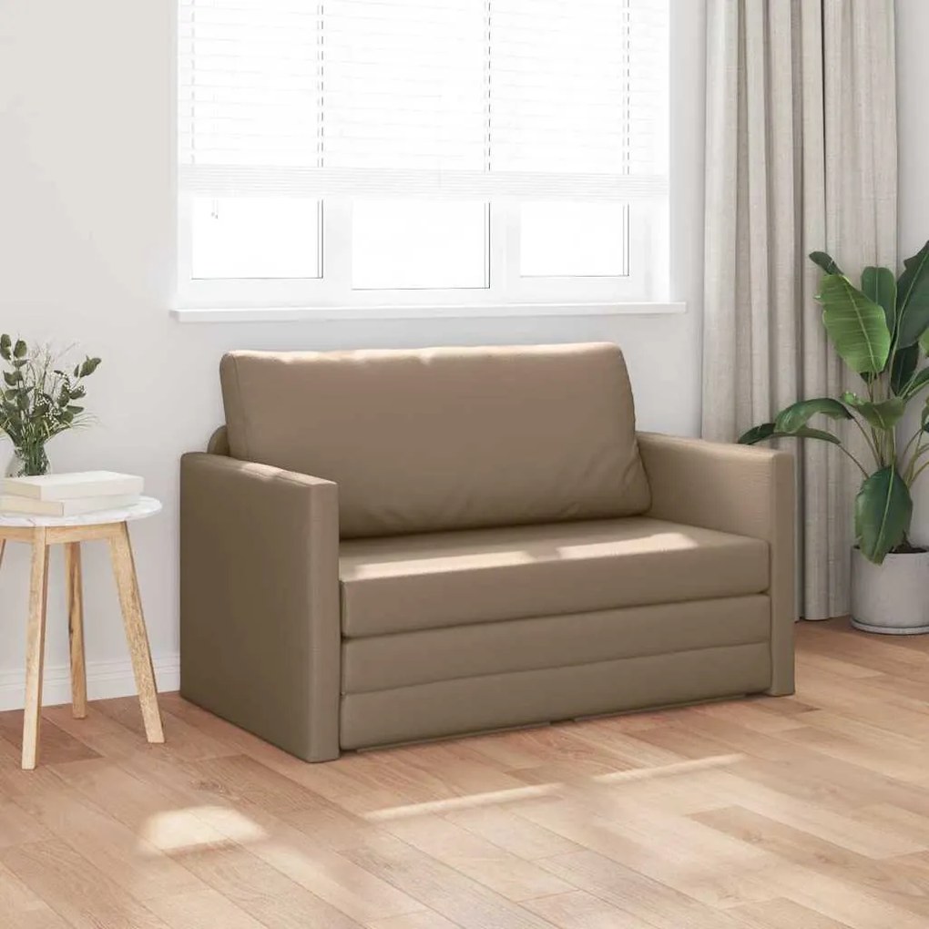 Sofá Cama 2 em 1 Cappuccino 124x71x78 cm Couro Sintético