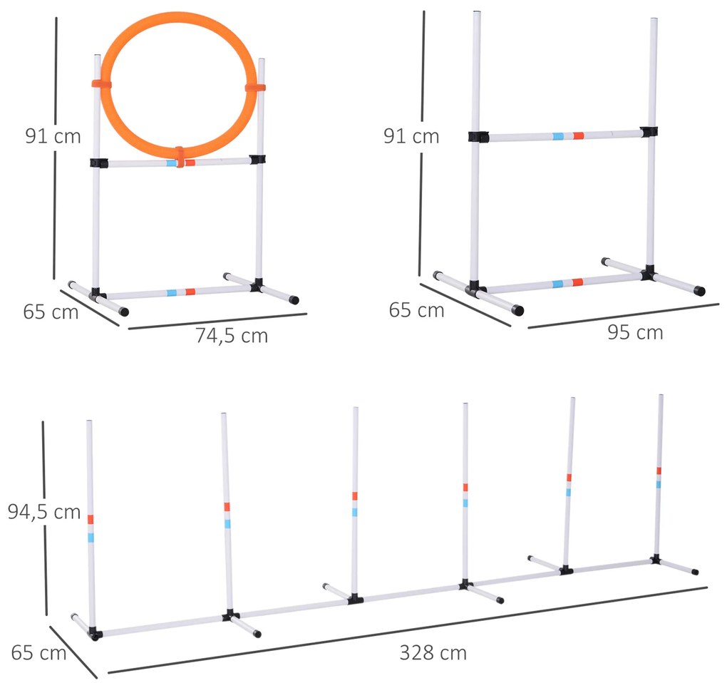 Conjunto de treino de agilidade para cães com bolsa de transporte incluída 74,5x66x91 cm Branco e laranja
