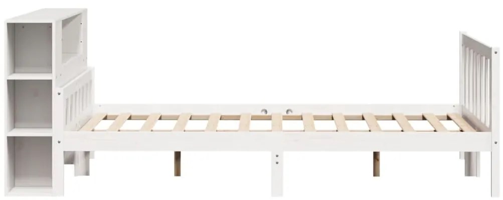Cama com estante sem colchão 150x200 cm pinho maciço branco