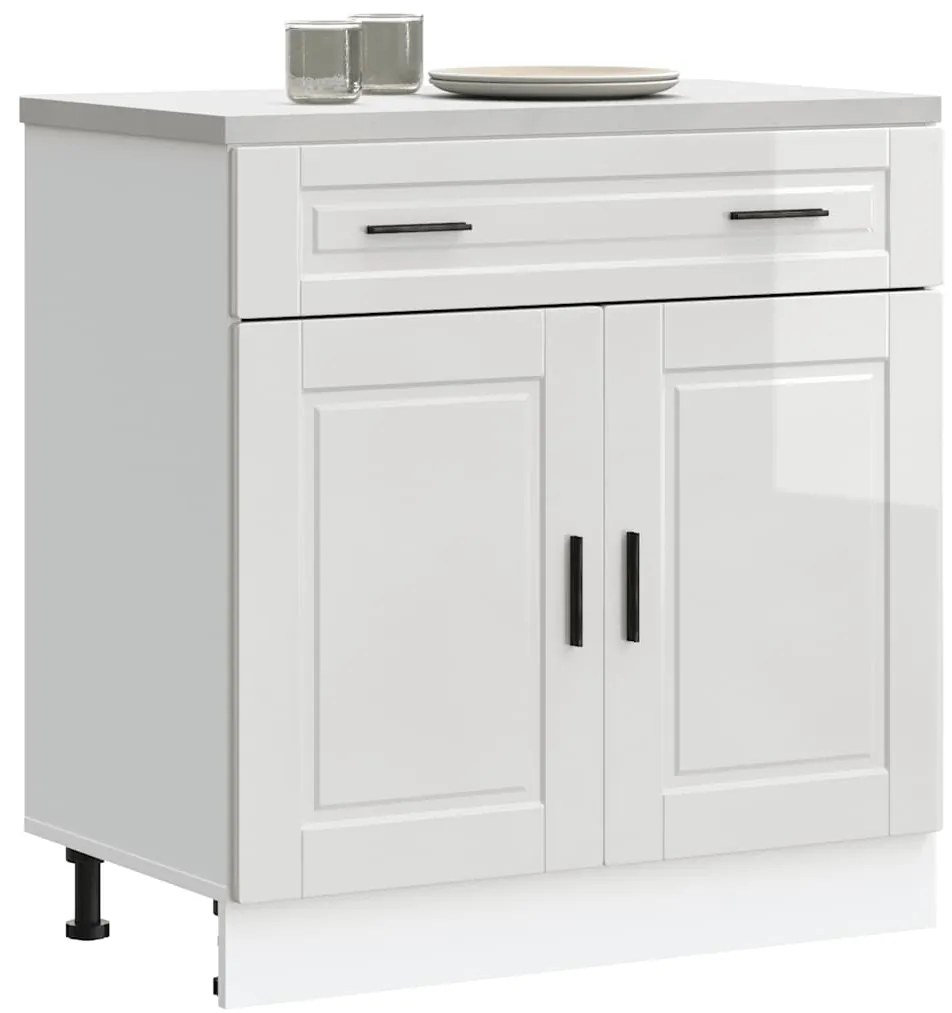 vidaXL Armário base cozinha Porto derivados madeira branco brilhante