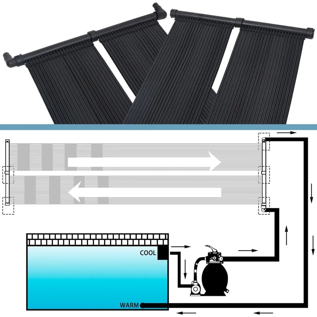 Painéis aquecedores solares de piscina 6 pcs 80x310 cm