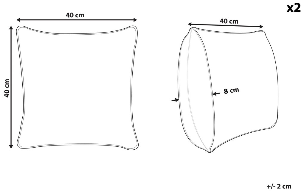 Conjunto de 2 almofadas de jardim em poliéster verde menta e branco 40 x 40 cm KALAMOS Beliani