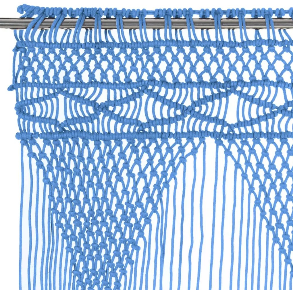 Cortina em macramé 140x240 cm algodão azul