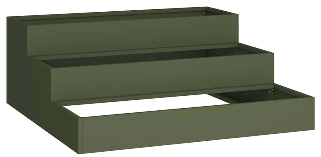 Vaso de Jardim 3 Andares 90x90x35 cm Verde Oliva Aço