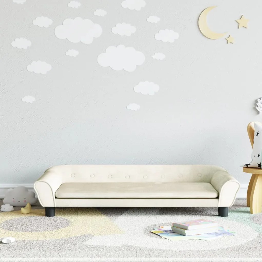 3196399 vidaXL Sofá infantil 100x50x26 cm veludo cor creme