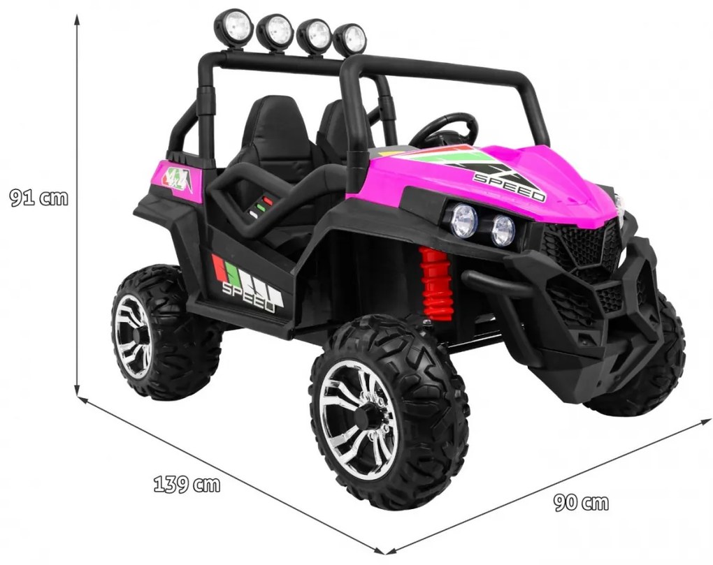 Carro elétrico para Crianças 2 Lugares Grand Buggy 4x4 LIFT 2x12V Rodas Espuma EVA, Assento couro ecológico Rosa