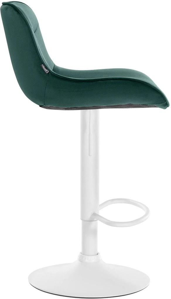 Banco alto em veludo com estrutura branca 85-106 x 49 x 51 cm verde