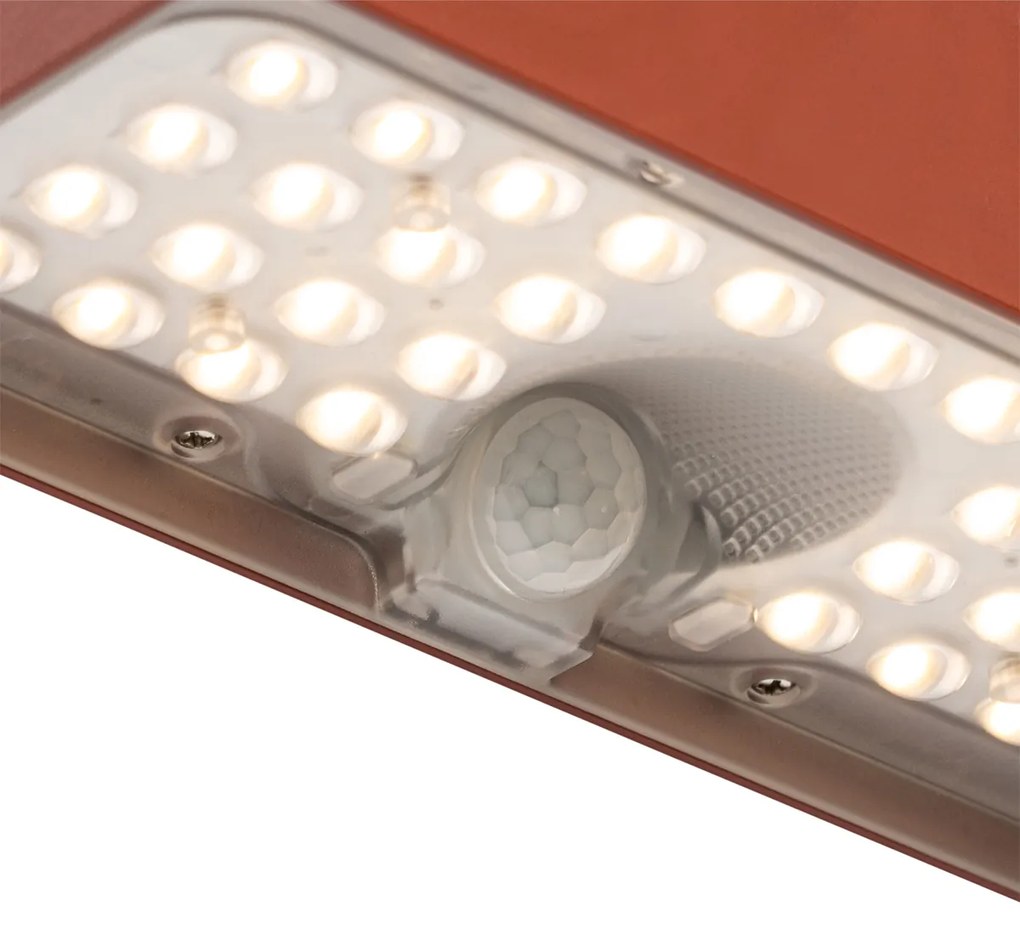 LED Candeeiro de parede exterior vermelho com luz regulável e sensor solar - Kayo Moderno