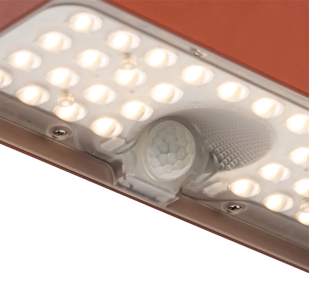 LED Candeeiro de parede exterior vermelho com médios e sensor solar - Kayo Moderno