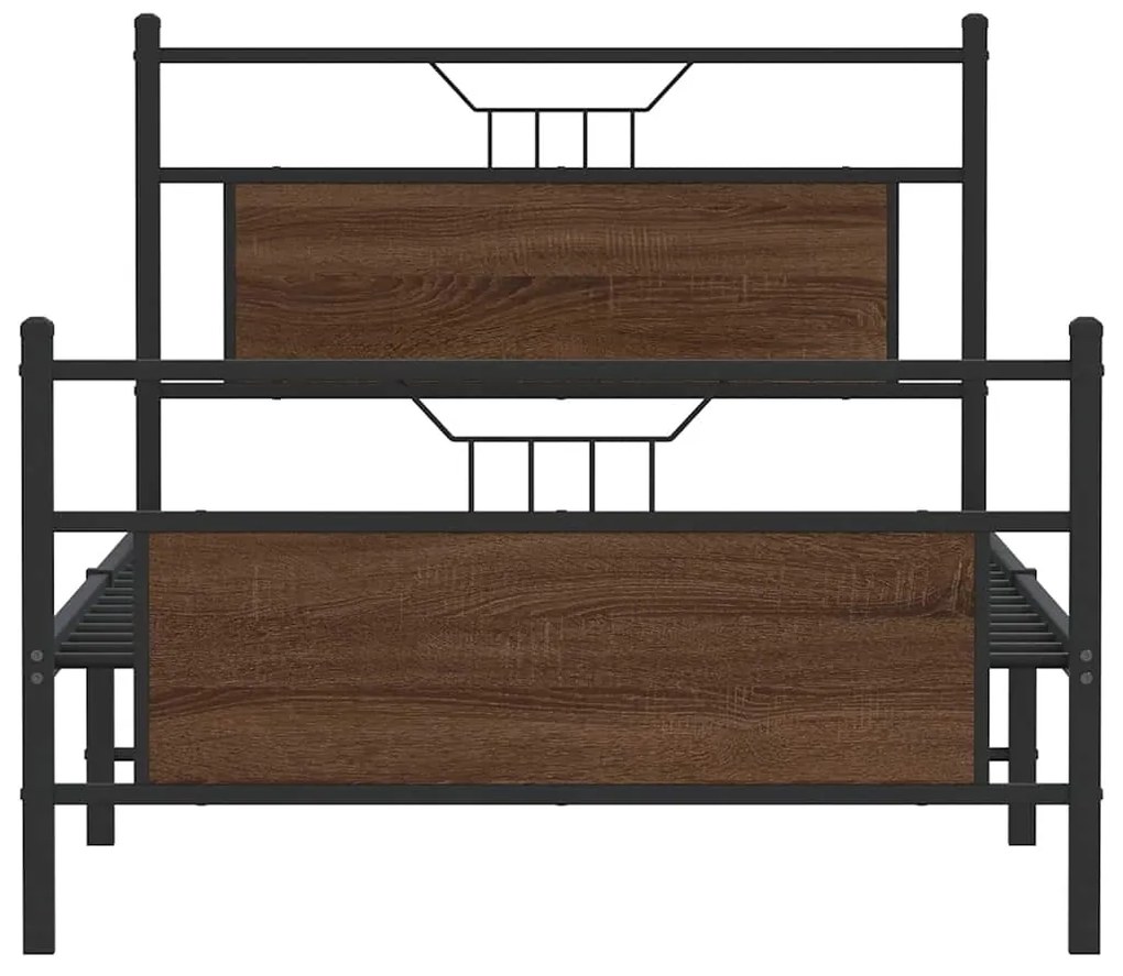 Estrutura de cama sem colchão 107x203 cm carvalho castanho