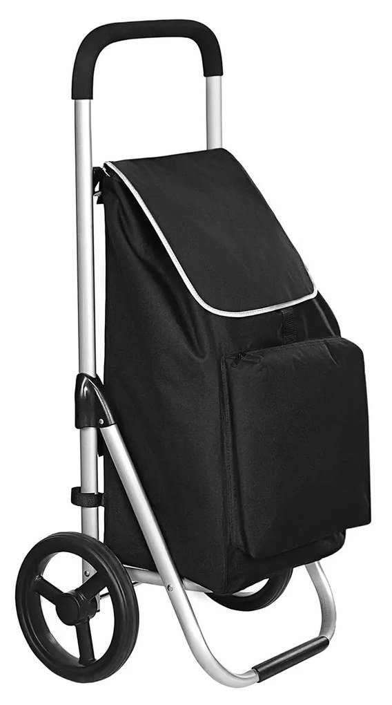 Carrinho de compras com grande capacidade 40 litros,  47 x 33 x 97 cm Preto