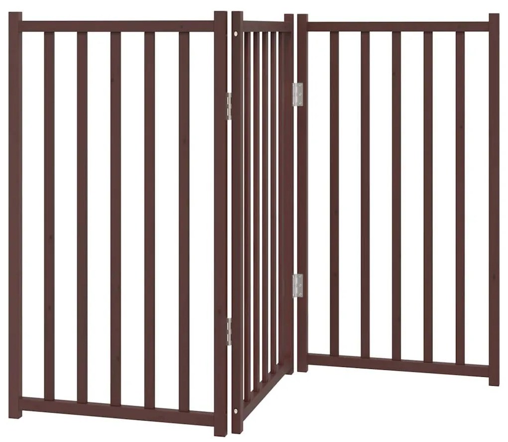 Portão p/ cães dobrável 3 painéis 150cm abeto carvalho castanho