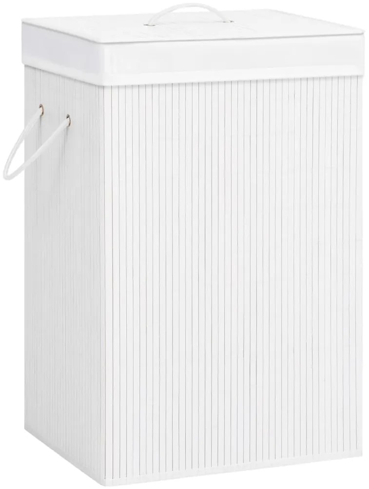 Cesto para roupa suja c/ 2 secções 72 L bambu branco