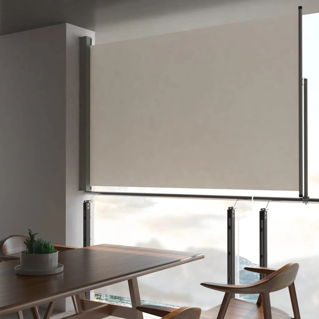 vidaXL Toldo lateral retrátil para pátio 160x300 cm creme