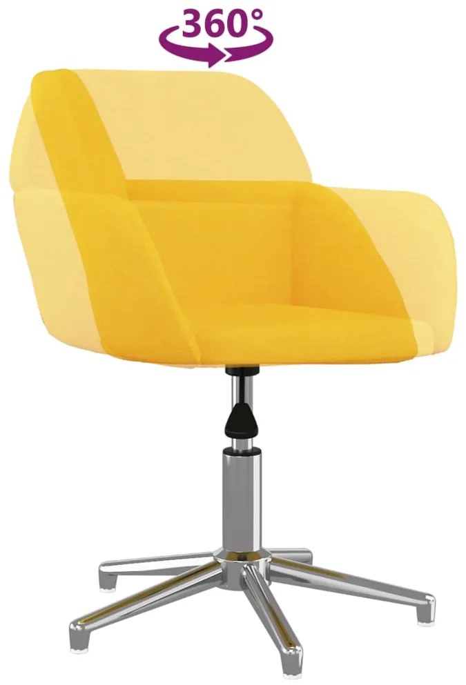 Cadeira de escritório giratória tecido amarelo-claro