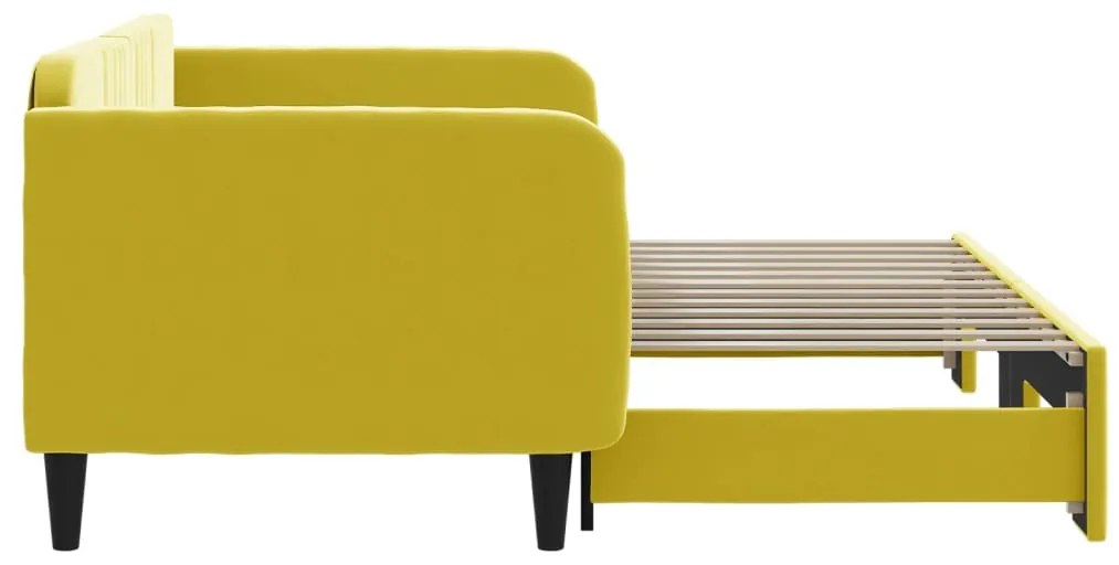 Sofá-cama com gavetão 90x200 cm veludo amarelo