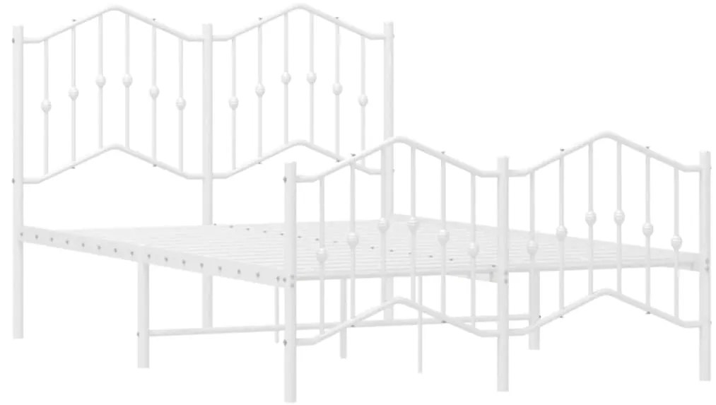 Estrutura de cama com cabeceira e pés 120x190 cm metal branco